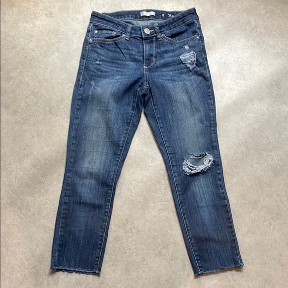 LC Lauren Conrad Womens Distressed Ankle Skinny Capri Jean  Sz 2 - Picture 1 of 9